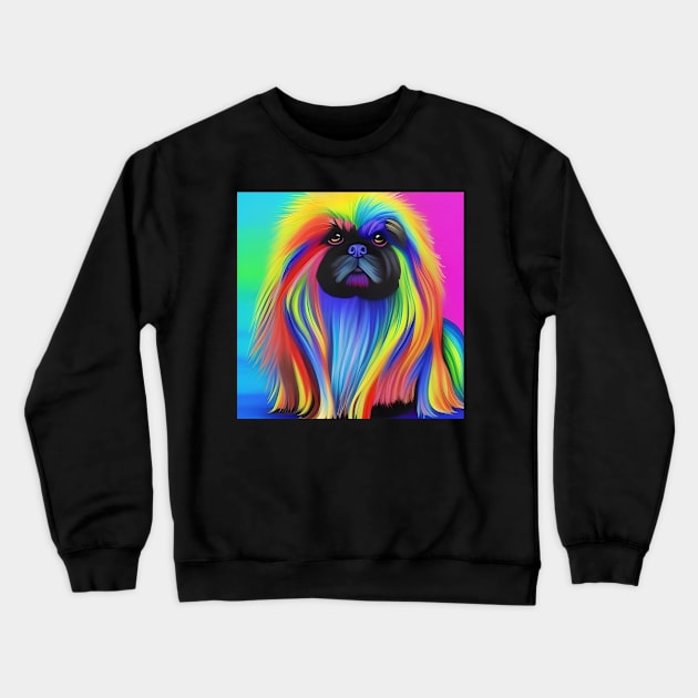 Pekingese Dog Rainbow Painting Crewneck Sweatshirt by KayBee Gift Shop